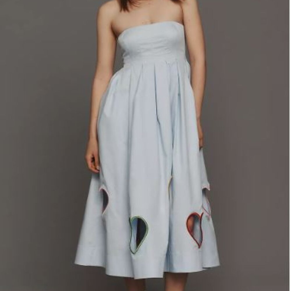 NEW Mare Mare Strapless Cut Out Hearts A-line Midi Dress